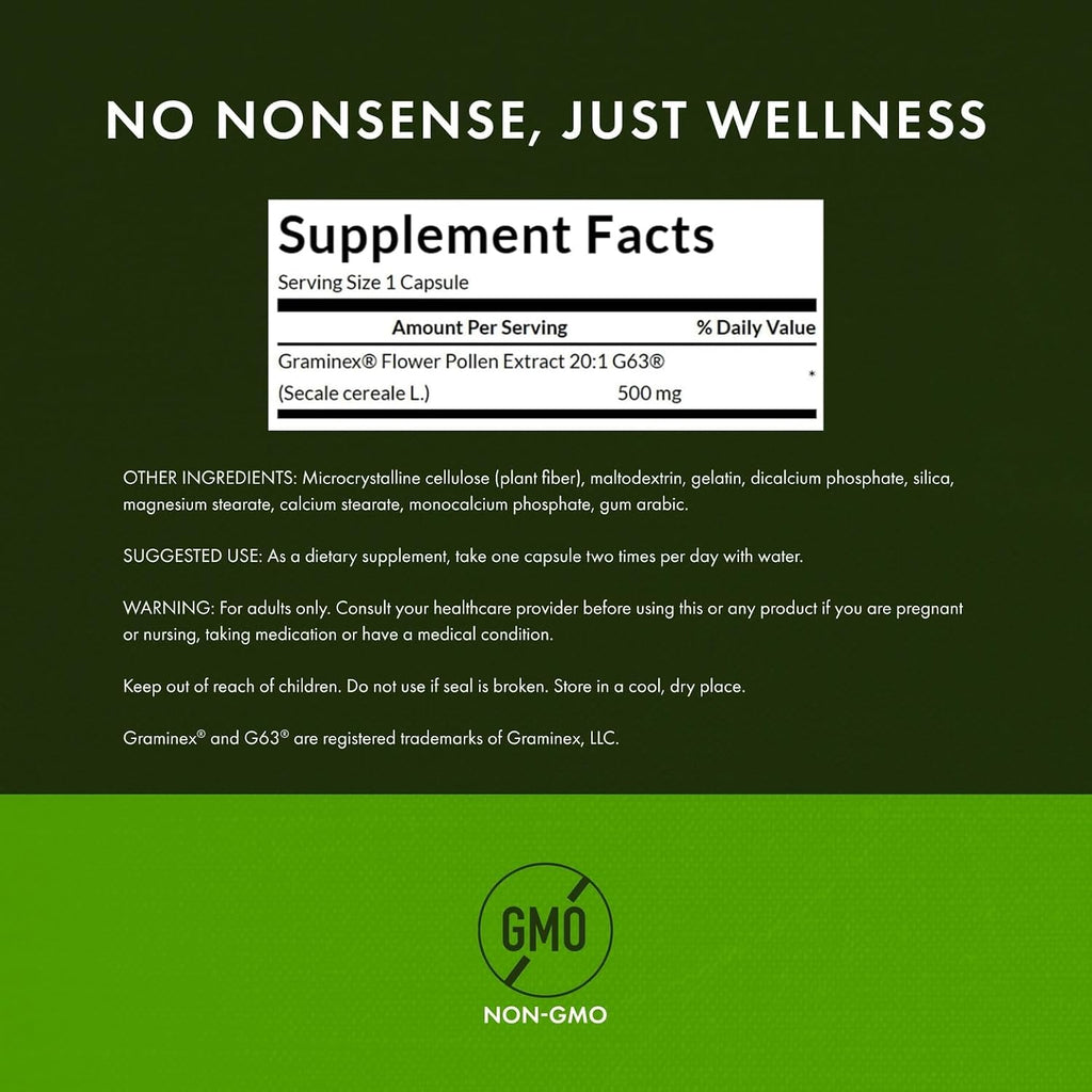 Swanson Maximum Strength Graminex Flower Pollen Extract, 60 Cápsulas (500 mg), Paquete de 2