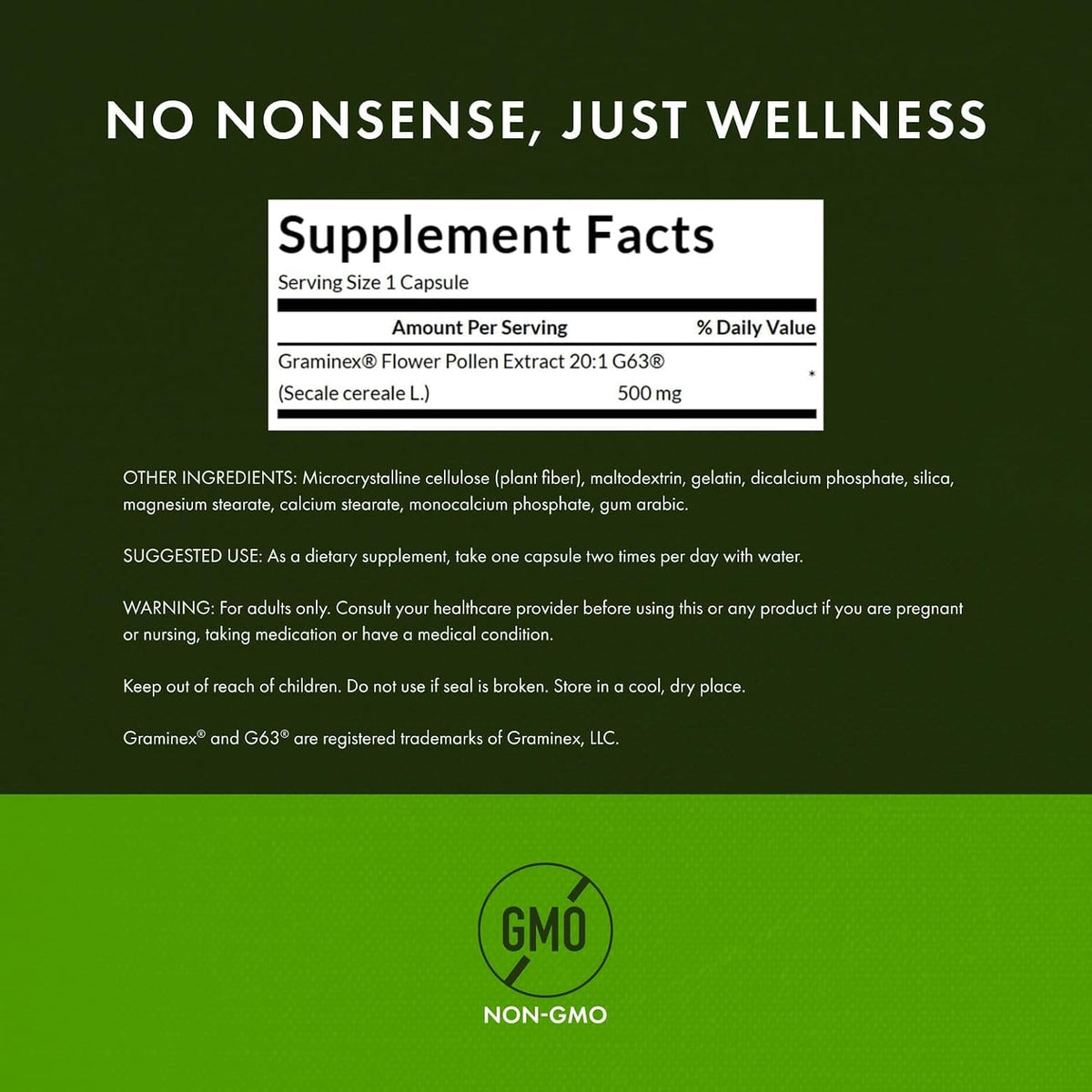 Swanson Maximum Strength Graminex Flower Pollen Extract, 60 Cápsulas (500 mg), Paquete de 2 – Image 2