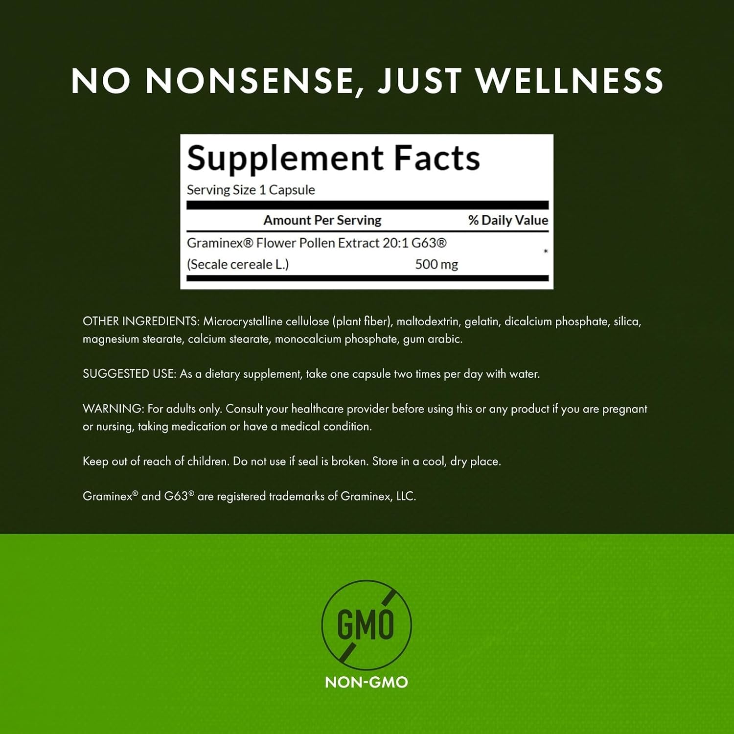 Swanson Maximum Strength Graminex Flower Pollen Extract, 60 Cápsulas (500 mg), Paquete de 2