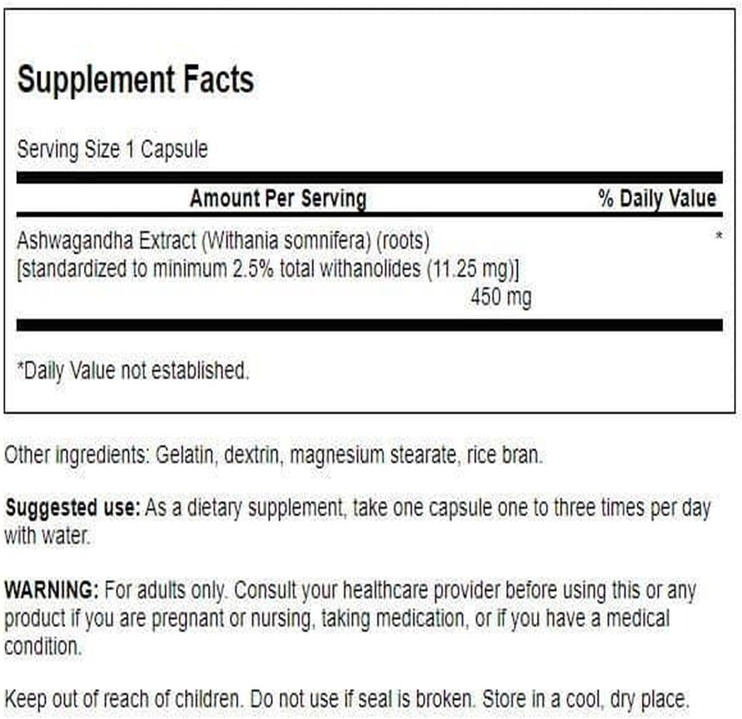 Swanson Extracto de Ashwagandha - 60 Cápsulas de 45 mg
