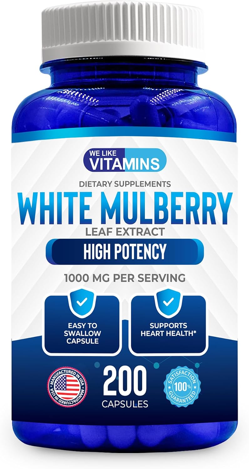 White Mulberry 1000mg 200 Cápsulas Veganas – Extracto de Hoja de Morera Blanca