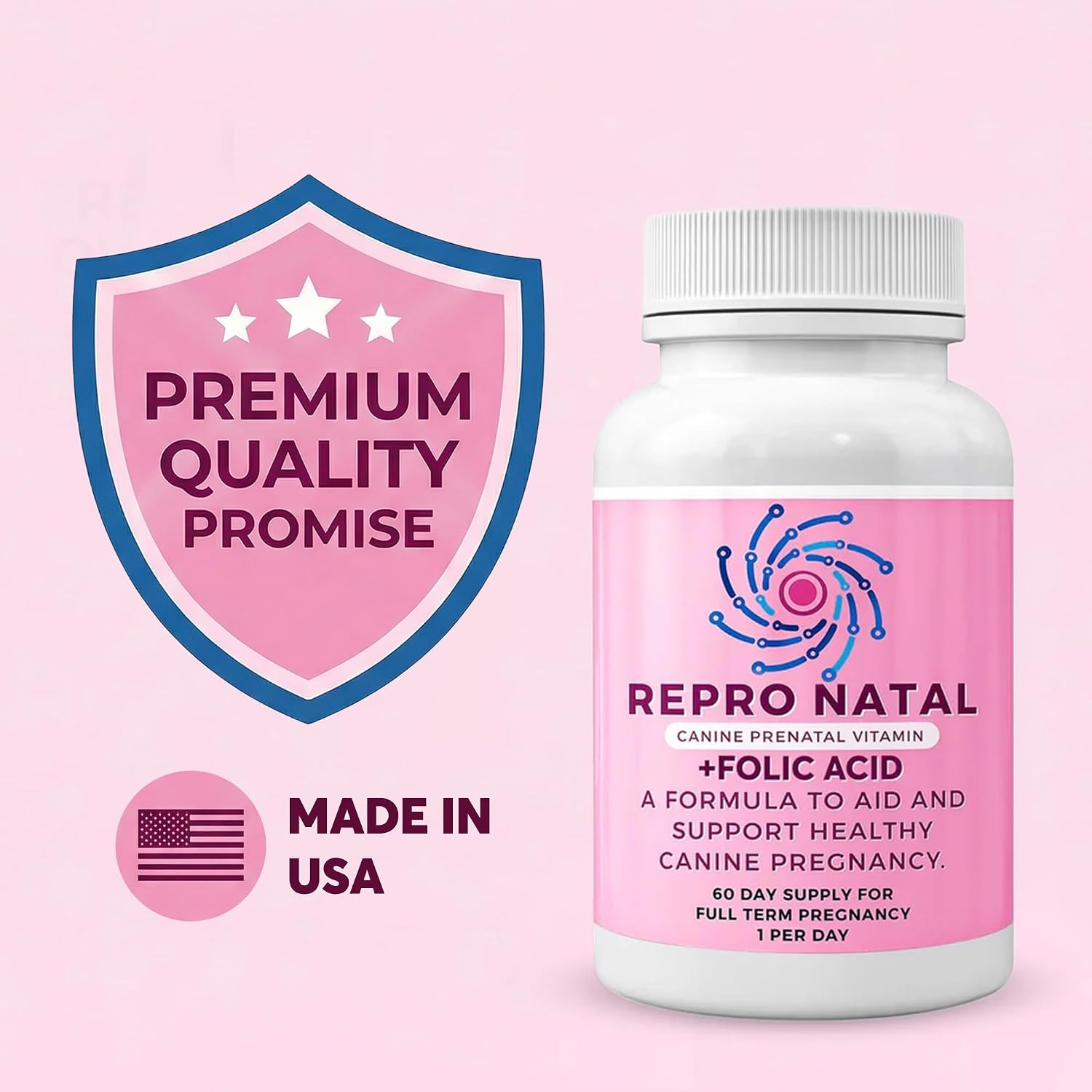 ReproNatal™ Cápsulas Multivitamínicas Prenatales para Perras - 60 Días