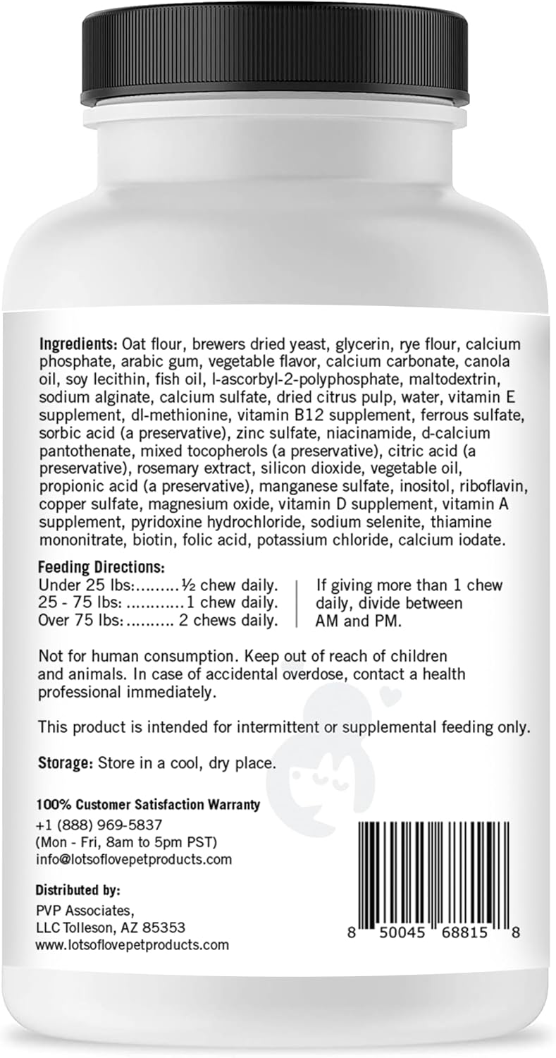 LotsOfLove Daily Multi Dog Chews - Multivitamínico masticable para perros (60 unidades)