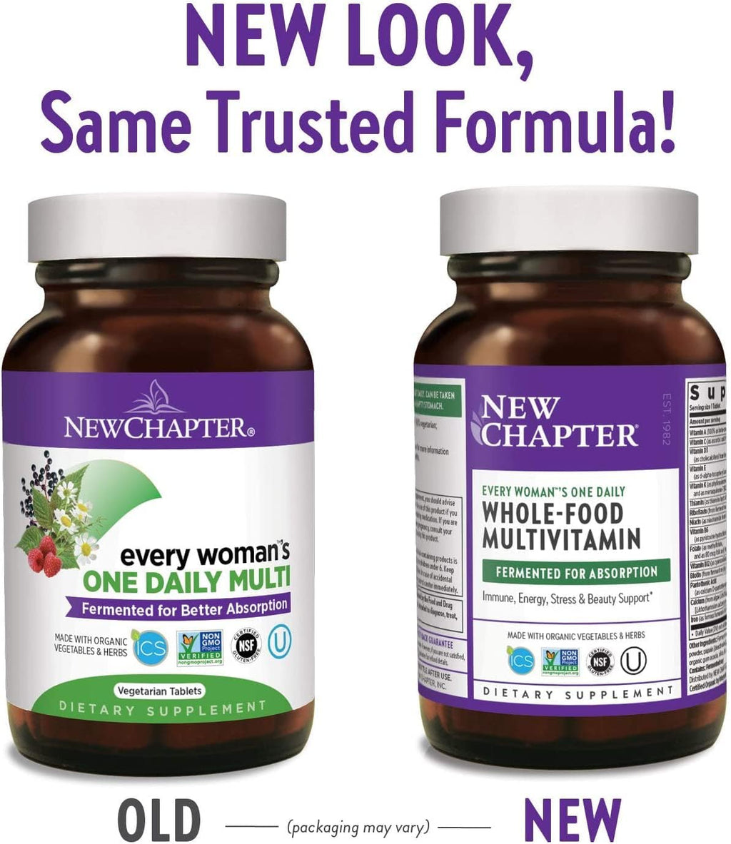 New Chapter Every Woman's One Daily - Multivitamínico para Mujeres Fermentado con Probióticos + Hierro + Vitaminas B + Vitamina D3 + Ingredientes Orgánicos No-GMO, 24 Comprimidos