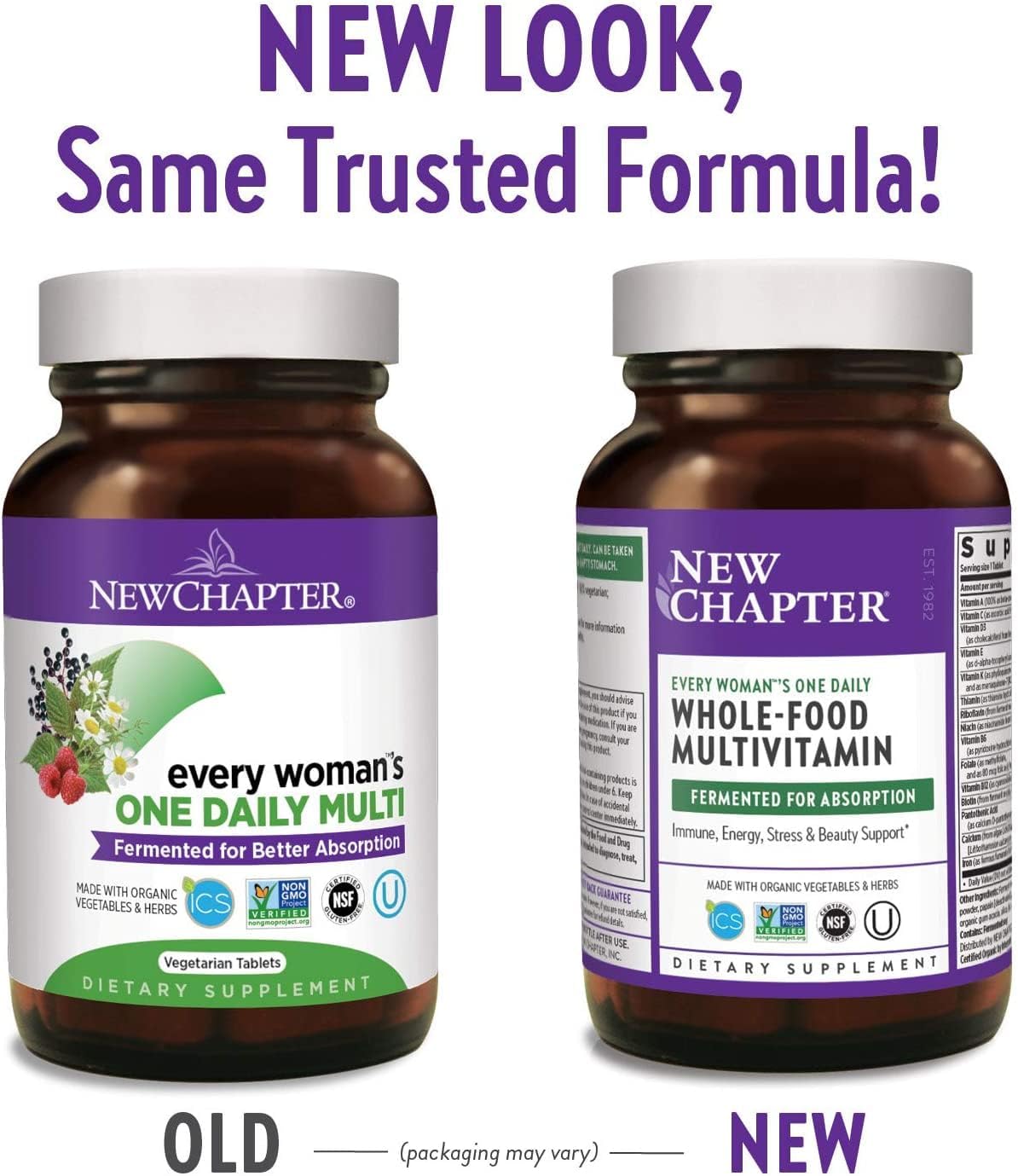 New Chapter Every Woman's One Daily - Multivitamínico para Mujeres Fermentado con Probióticos + Hierro + Vitaminas B + Vitamina D3 + Ingredientes Orgánicos No-GMO, 24 Comprimidos