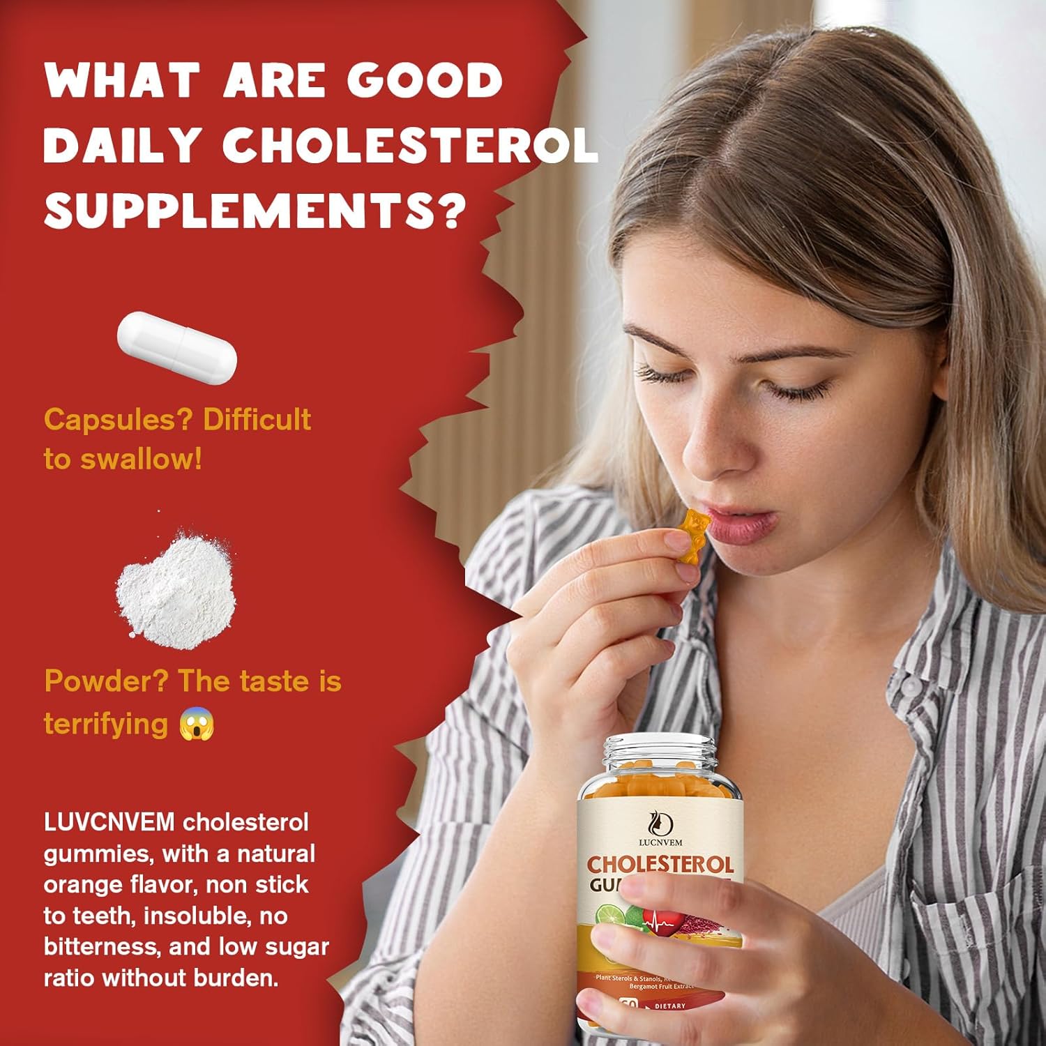 LUCNVEM Gominolas de Colesterol - Suplemento Natural con Esteroles Vegetales, Bergamota y Arroz Rojo - 30 Días