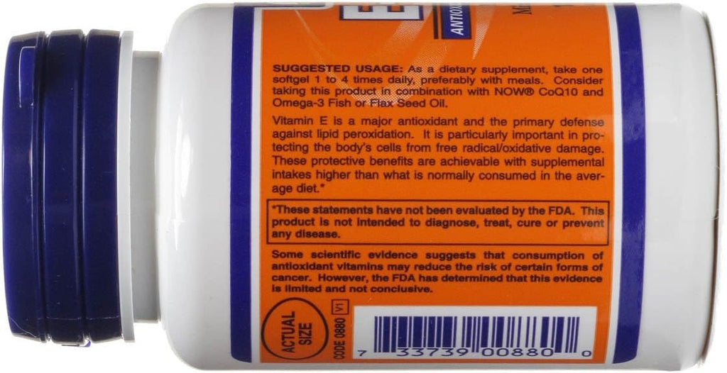 NOW Foods Vitamina E 200 UI 100 Cápsulas Blandas (Pack de 2)