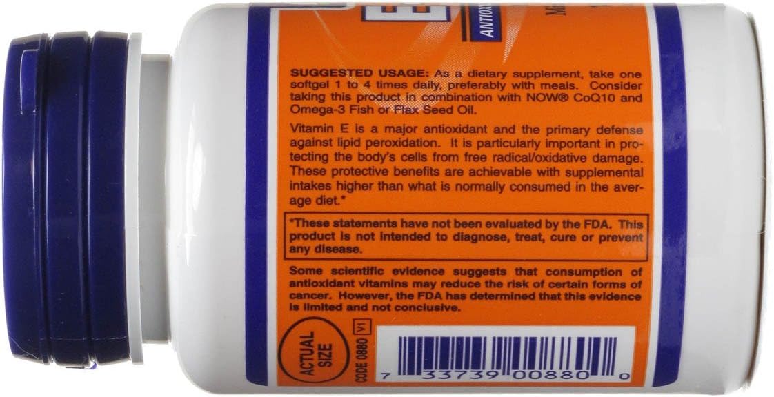 NOW Foods Vitamina E 200 UI 100 Cápsulas Blandas (Pack de 2)