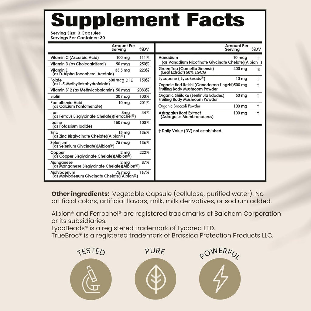 PAPCLEAR Suplemento Inmunológico Natural con 21 Vitaminas y Nutrientes - 90 Cápsulas (Pack de 3)