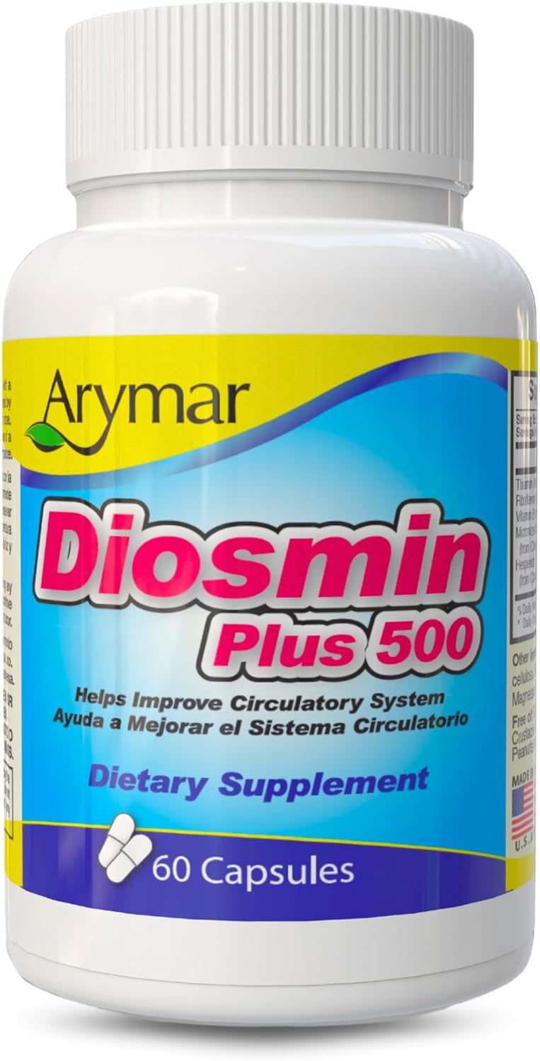 Arymar Diosmin 500mg con Complejo B - Fórmula Circulatoria para la Integridad de las Venas y el Flujo Sanguíneo Normal, 60 Cápsulas