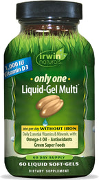 Irwin Naturals Only One Liquid-Gel Multi Iron-Free – 60 Liquid Softgels – Daily Nutritional Support