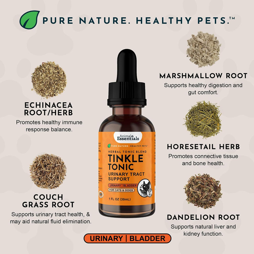 Animal Essentials Tinkle Tonic - Apoyo Urinario para Perros y Gatos, 1 fl oz
