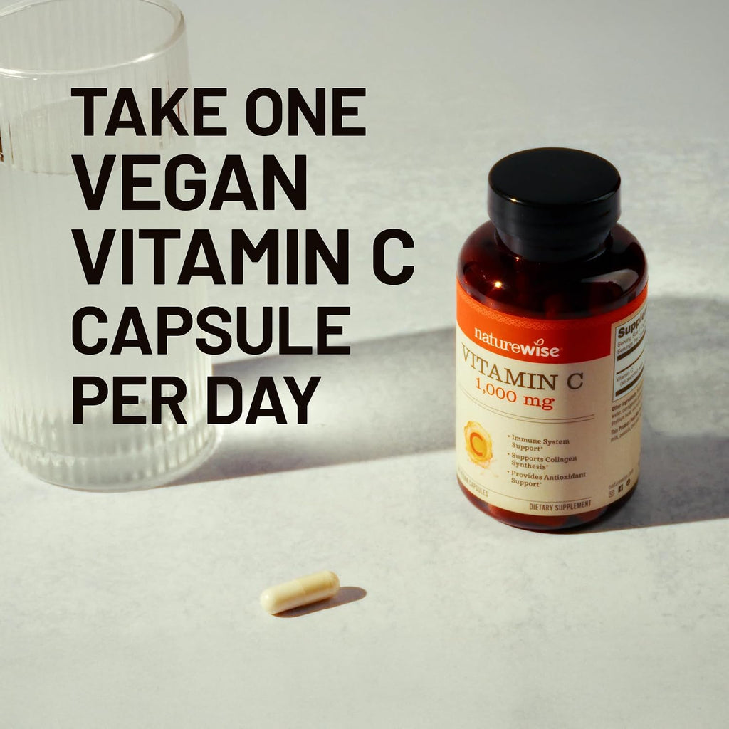 NatureWise Vitamina C 1000 mg Cápsulas - Suplemento Vegano Extra Fuerte para Apoyo Antioxidante e Inmunológico - No GMO, Fabricado en EE.UU. - 120 Cápsulas
