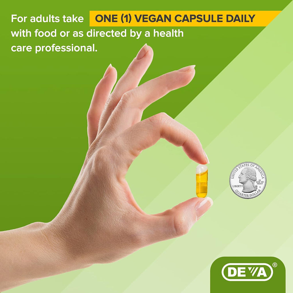 DEVA Aceite de Semilla de Chía Vegano, Rico en Omega 3, 6 y 9, Prensado en Frío y Sin Refinar, 90 Cápsulas (Pack de 2)