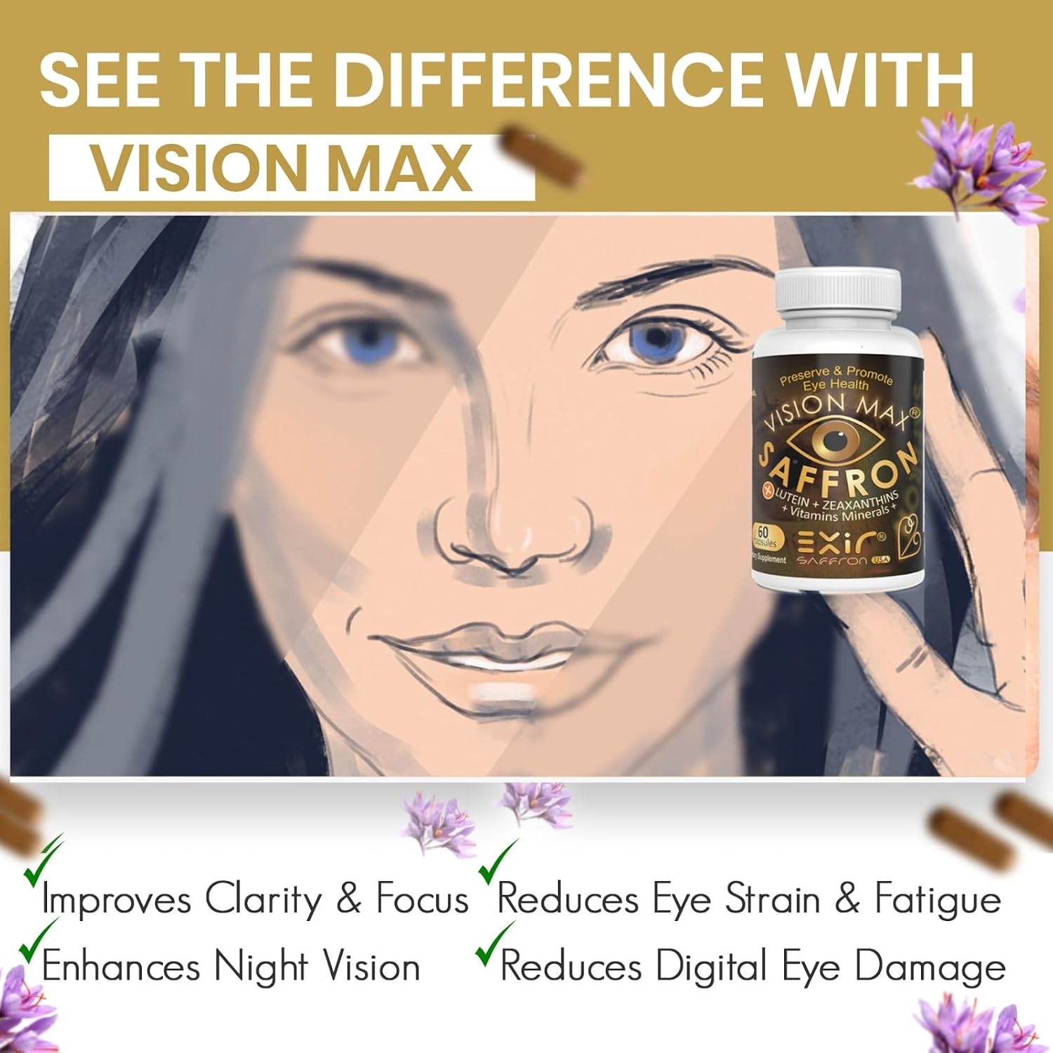 EXIR Vitaminas para los Ojos – Suplemento Nutricional para la Salud Visual, 60 Cápsulas