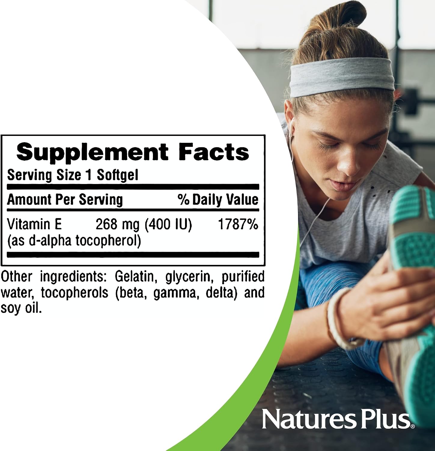 NaturesPlus Vitamina E 400 IU con Tocoferoles Mixtos, 60 Cápsulas Blandas