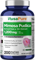 NusaPure Mimosa Pudica Cápsulas, 1200 mg, 200 Cápsulas Veganas (No Transgénico, Vegano)