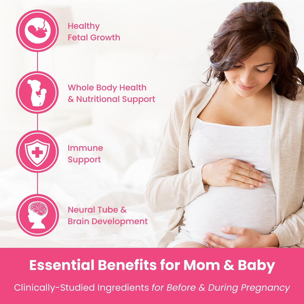 Vitaminas Prenatales en Gominolas con DHA | Veganas con Omega 3, Metilfolato, Colina y D3 | Multivitamínico para el Embarazo y Lactancia | 120 Gominolas