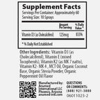 Spray Líquido de Vitamina D3 K2 5000 IU con Vitamina A (Retinol) y MCT Orgánico - Sabor Menta - 100% Vegano, Sin OGM, Sin Azúcar (60 ml)