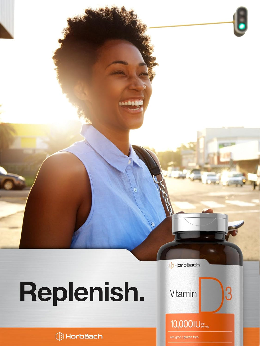 Horbäach Vitamina D3 10000 IU - 500 Softgels | Suplemento No-GMO, Sin Gluten, Alta Potencia (250 mcg)