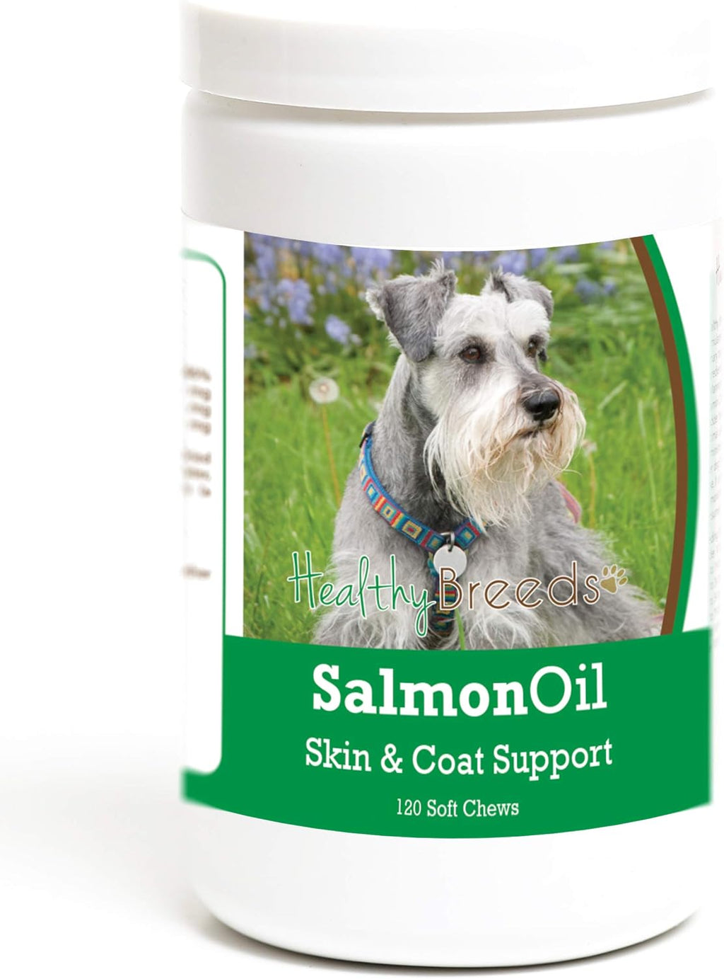 Healthy Breeds Snacks Blandos de Aceite de Salmón para Perros Miniature Schnauzer, 120 Unidades