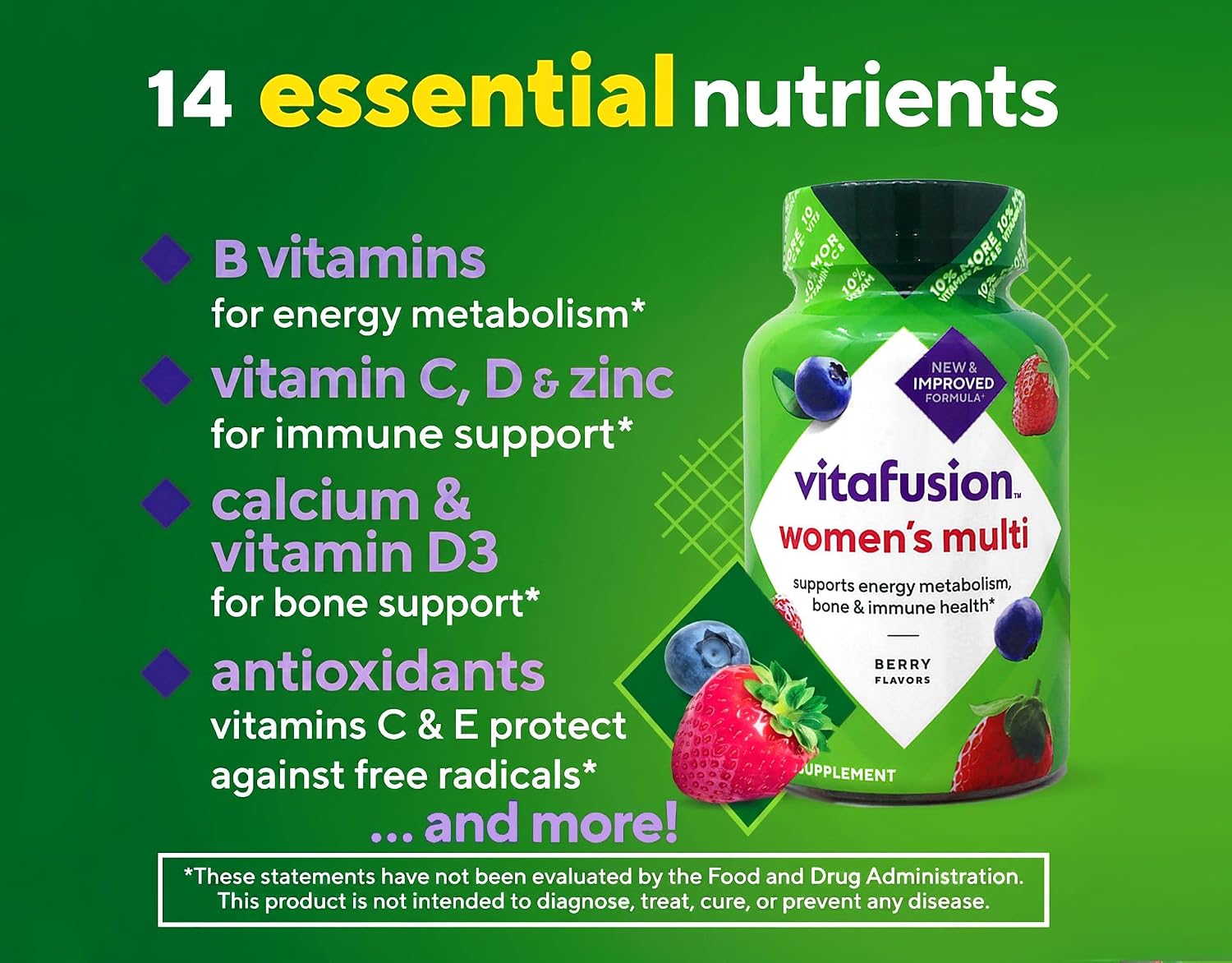 Vitafusion Women's Multivitamin Gummies, 70 Count, Berry Flavor
