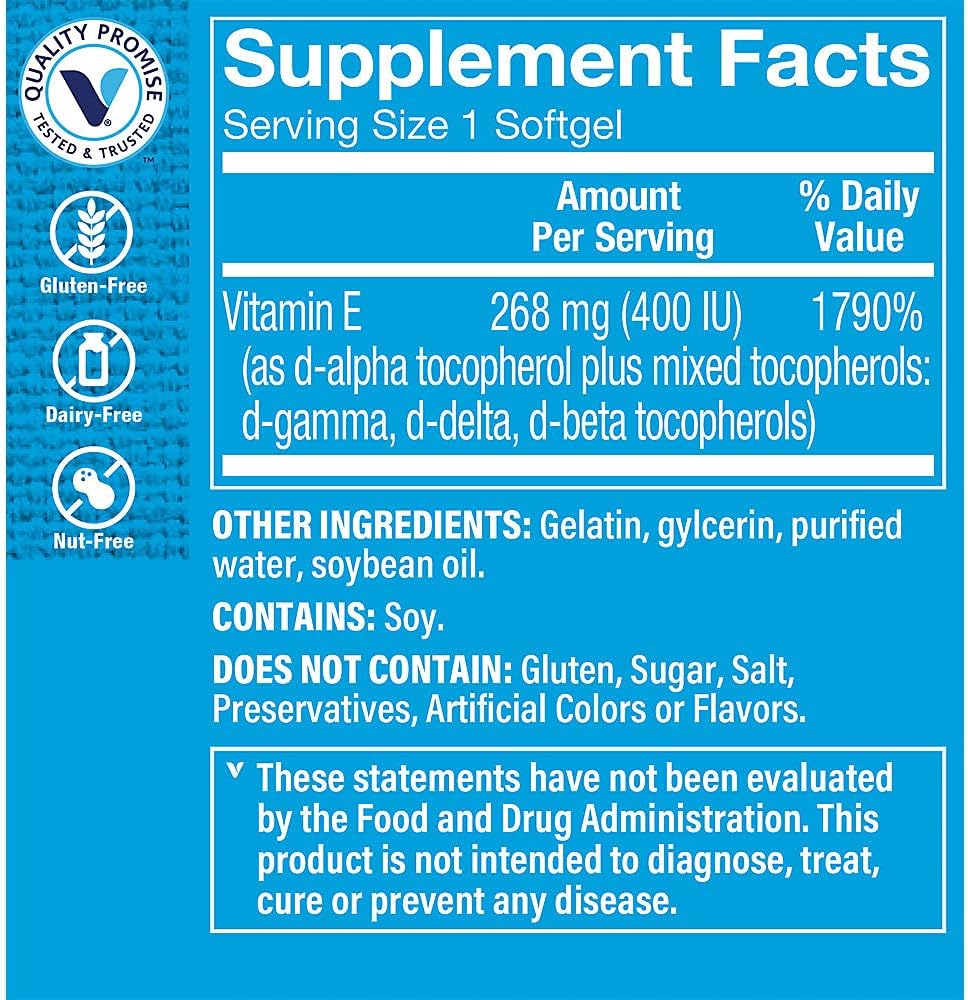 The Vitamin Shoppe Vitamina E 400 UI - 120 Cápsulas Blandas