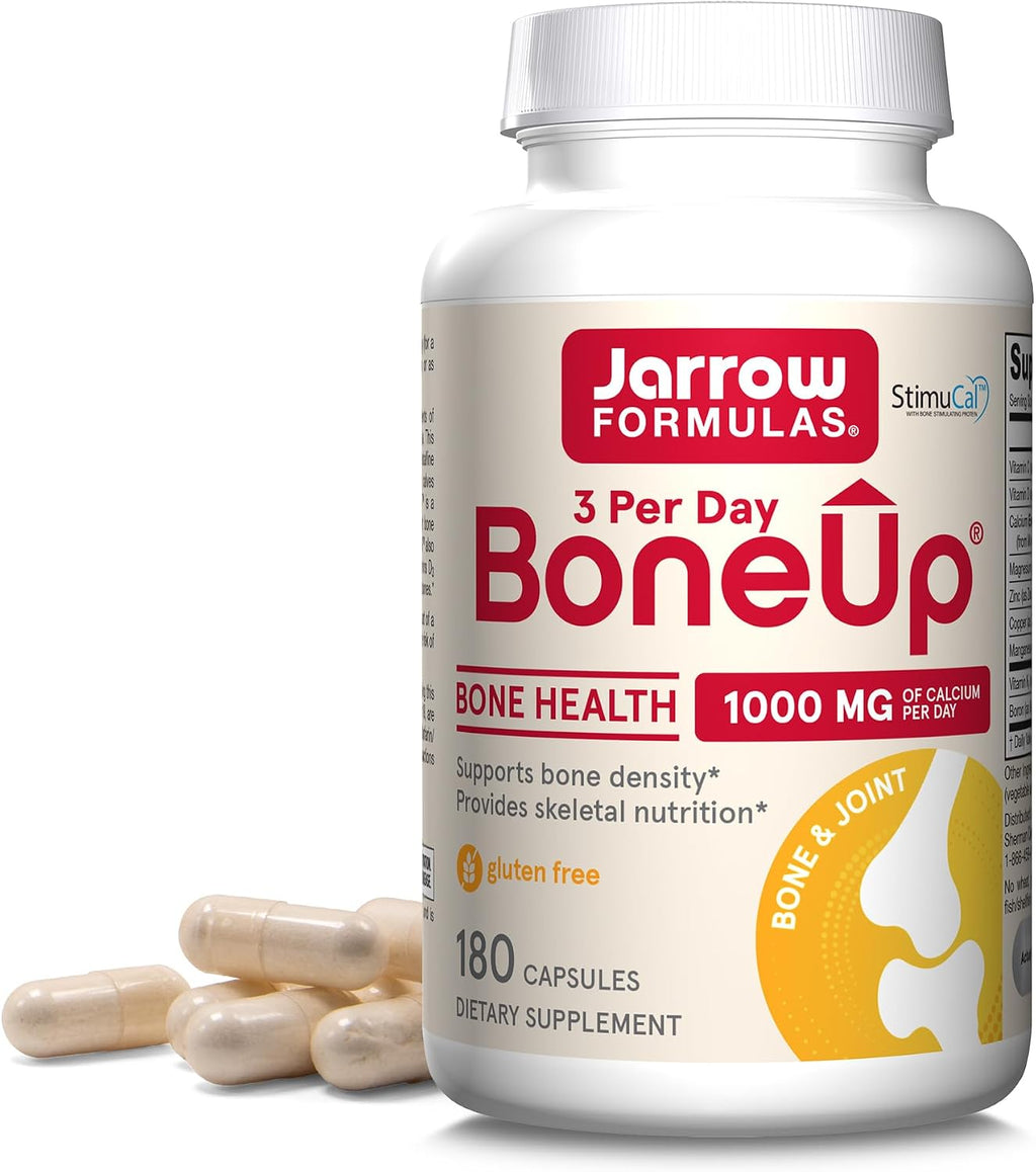 Jarrow Formulas BoneUp Three Per Day – Densidad ósea y nutrición esquelética – Vitamina D3, K2 (MK-7) y calcio – 180 cápsulas (60 días)