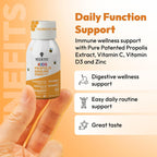 Bee and You Kids Propolis Immune Day Time Shot - Probiótico, Vitamina C, D3, Zinc, Apoyo Inmunitario y Digestivo, 1.69 fl oz, Pack de 12