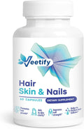 Veetify Vitaminas para Cabello, Piel y Uñas con Biotina y Complejo Herbal - 60 Cápsulas Veganas