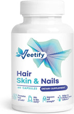 Veetify Vitaminas para Cabello, Piel y Uñas con Biotina y Complejo Herbal - 60 Cápsulas Veganas