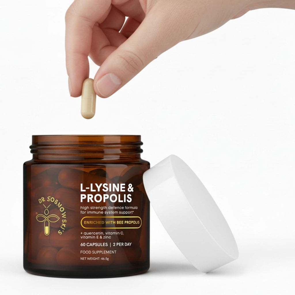 Dr Sosnowski's L-Lisina y Propóleo | Fórmula de Alta Potencia con Quercetina, Vitaminas C, E y Zinc