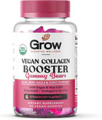 grow vitamin Collagen Booster Gummy Bears – Gominolas Veganas de Biotina para Piel, Cabello y Uñas – Sabor Fresa – 60 Gominolas