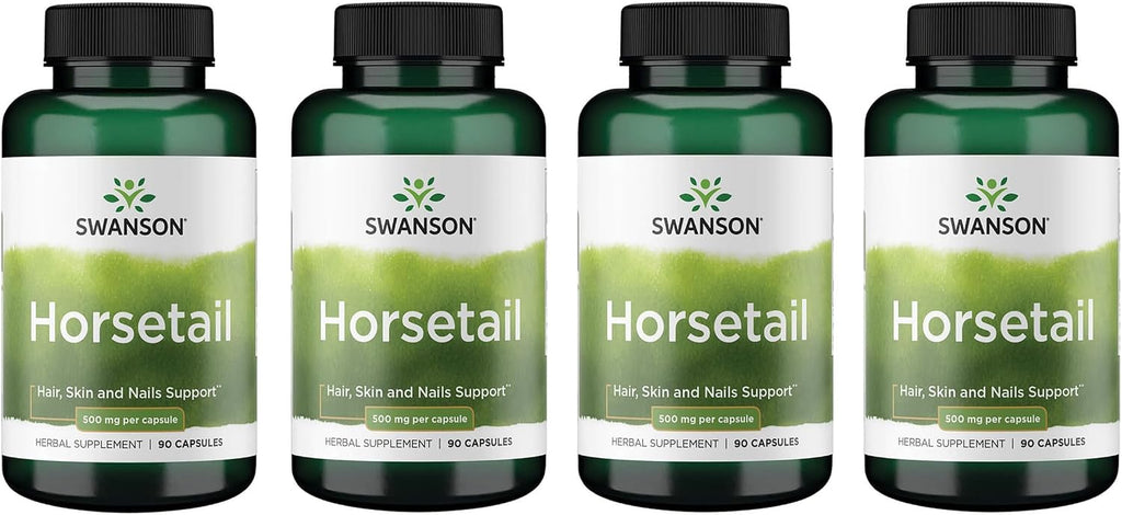 Swanson Cola de Caballo - Suplemento Herbal para Cabello, Piel y Uñas - 90 Cápsulas de 500 mg (2 Envases)