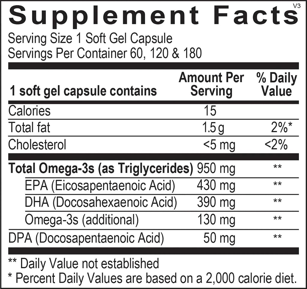 O'MEGA Wise - 820 mg de Aceite de Pescado Omega-3 de Alta Concentración con EPA, DHA y DPA para la Salud Cardiovascular, Cerebral, Articular y Ocular (60 Cápsulas Blandas)