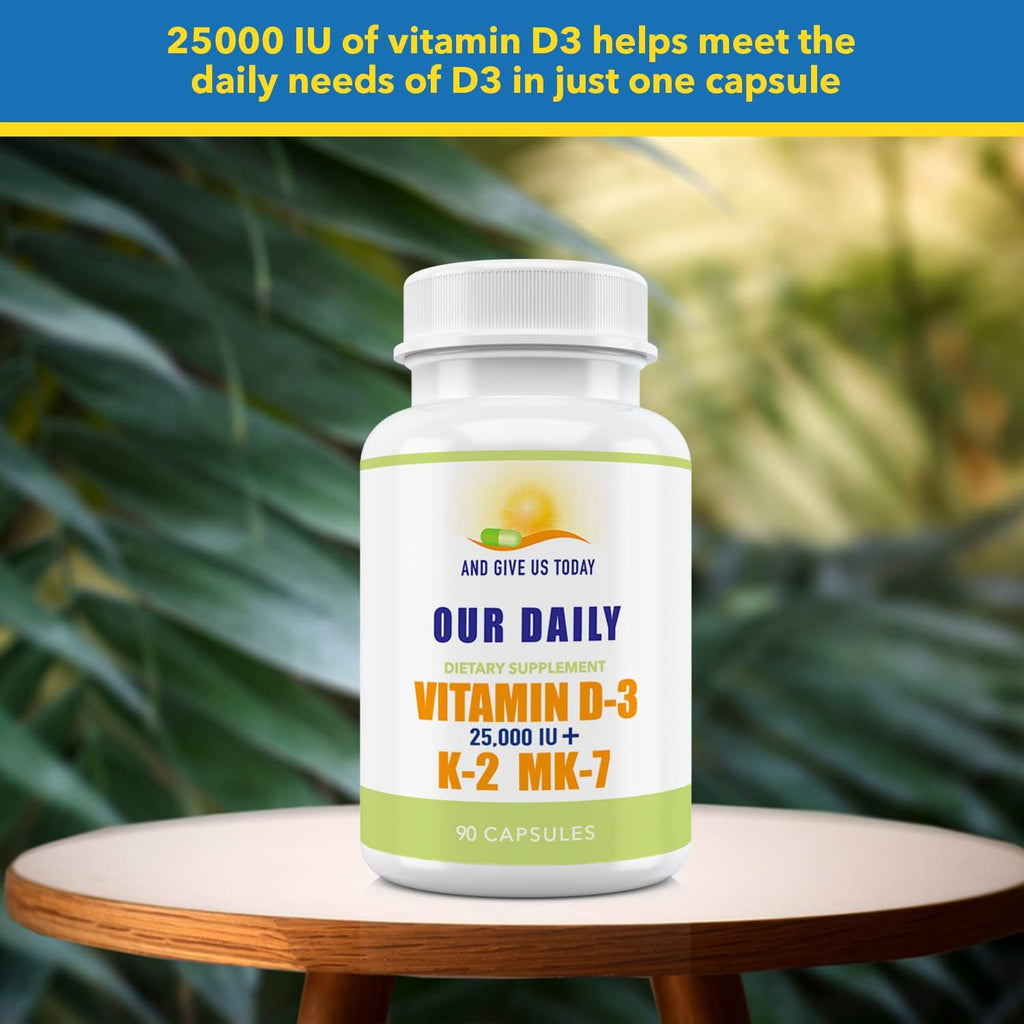 Our Daily Vites Vitamina D3 25.000 UI + K2 - Combinación de Alta Potencia