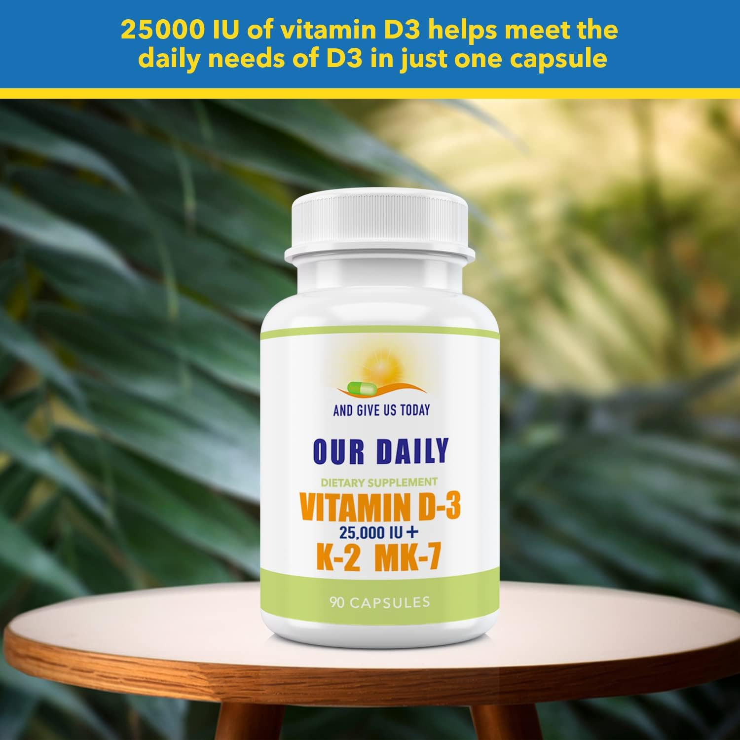 Our Daily Vites Vitamina D3 25.000 UI + K2 - Combinación de Alta Potencia