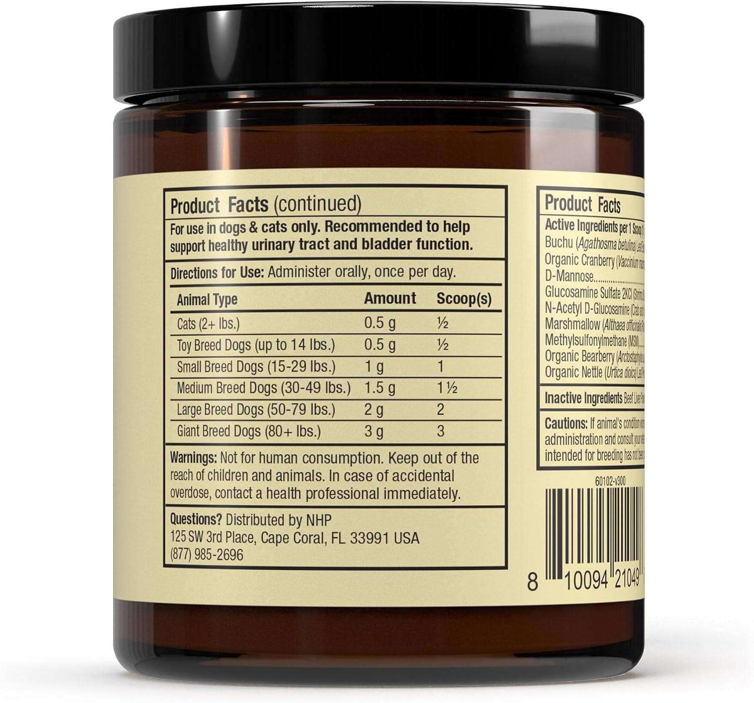 Bark & Whiskers Urinary Support for Dogs - 90g (3.17 oz) - with Cranberry and D-Mannose