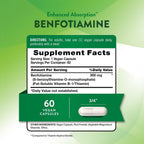 Nature's Truth Benfotiamina | 300mg | 60 Cápsulas | Vegano, No-GMO y Sin Gluten | Precursor de Vitamina B1