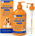 HEAPETS Aceite de Salmón Salvaje de Alaska para Perros y Gatos - 473 ml - Suplemento de Omega 3 con EPA y DHA