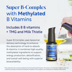 Methyl B Complex Gotas Líquidas - Complejo B Liposomal con B12 Metilada, Folato, B6, TMG y Cardo Mariano