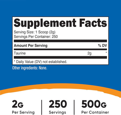 Nutricost Taurina en Polvo (500g) - 250 Dosis – Image 2