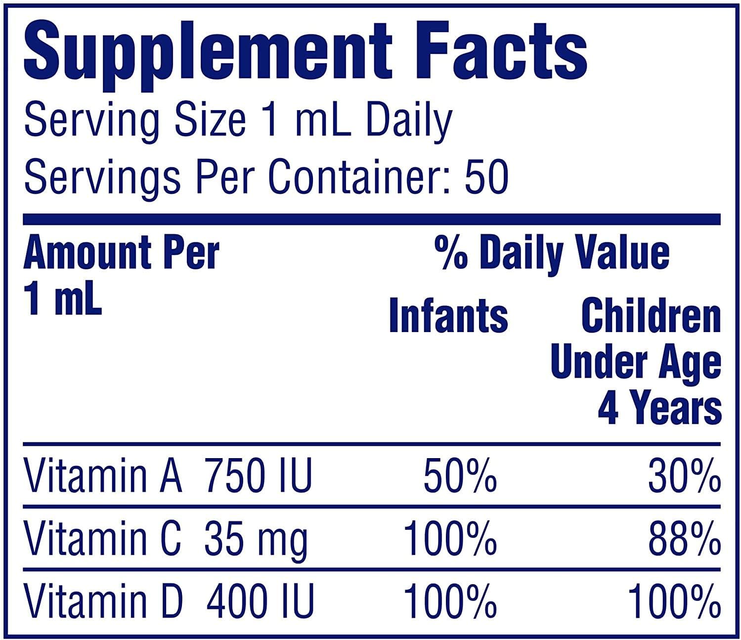 Enfamil Tri-Vi-Sol Vitaminas A, C y D en gotas, 50 ml (Paquete de 4)