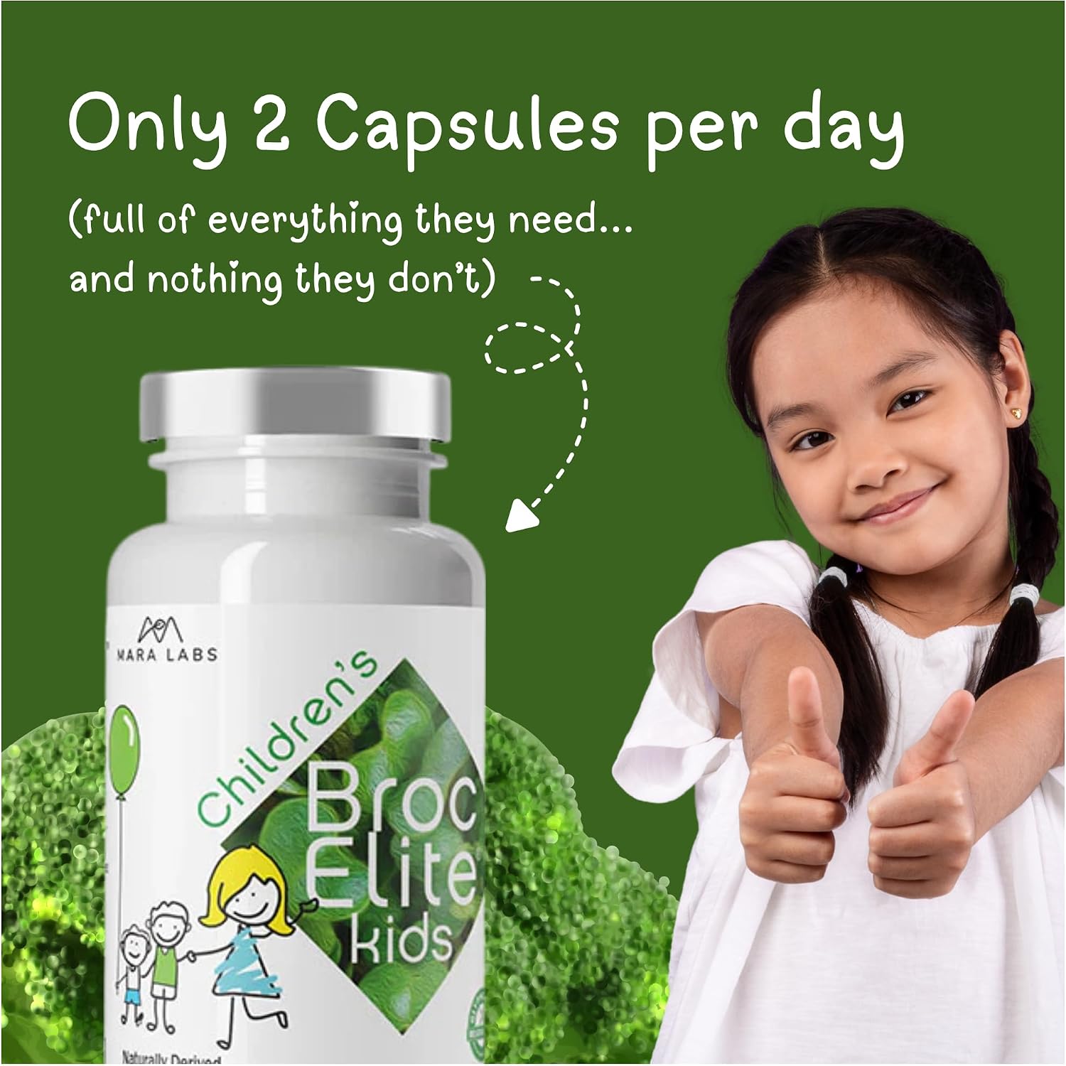 BrocElite Kids - Suplemento de Brócoli con Sulforafano para Niños - 60 Cápsulas Veganas