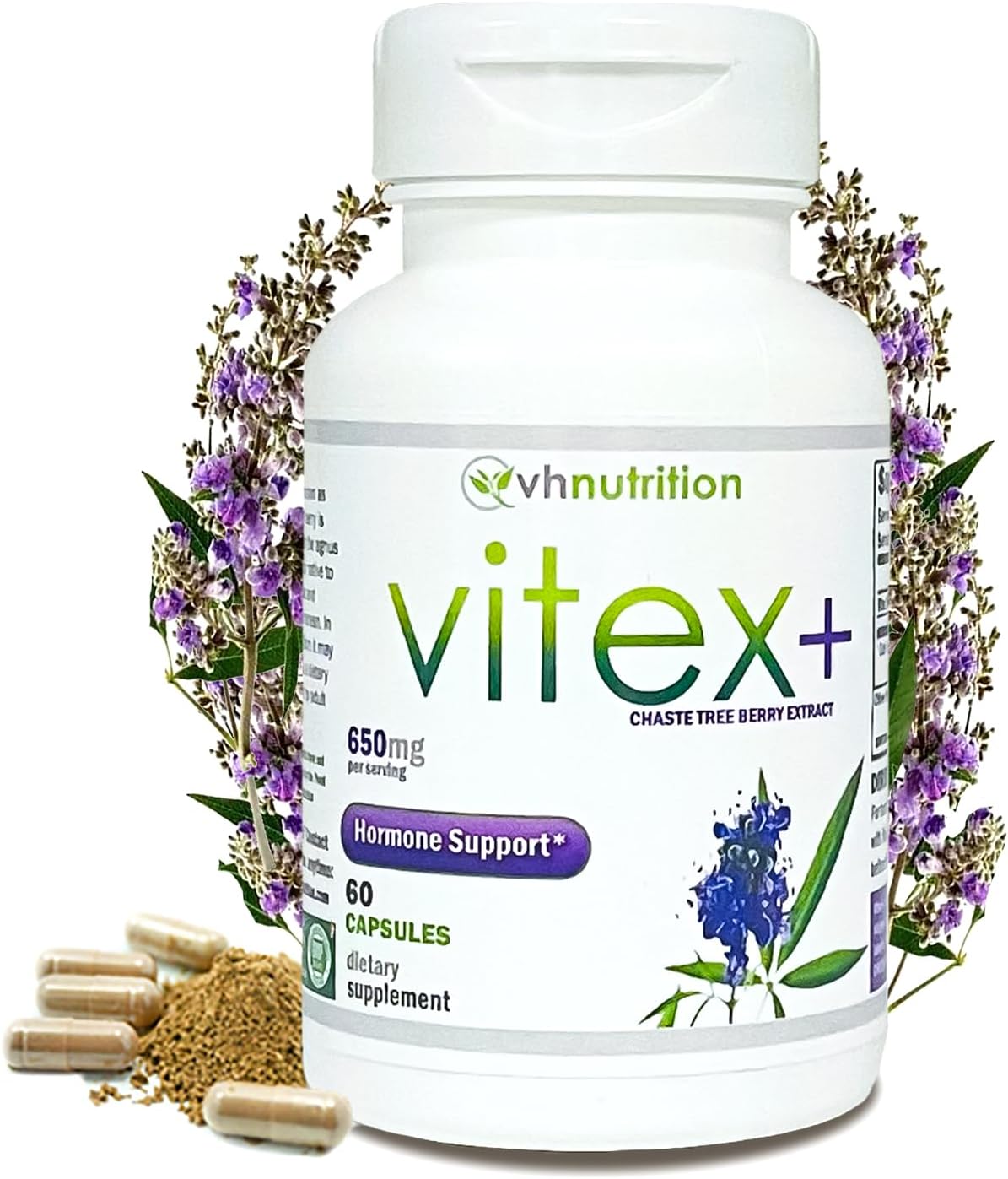 VITEX+ | Complemento de Vitex (Sauzgatillo) para Mujeres | 650mg por Dosis | 60 Cápsulas