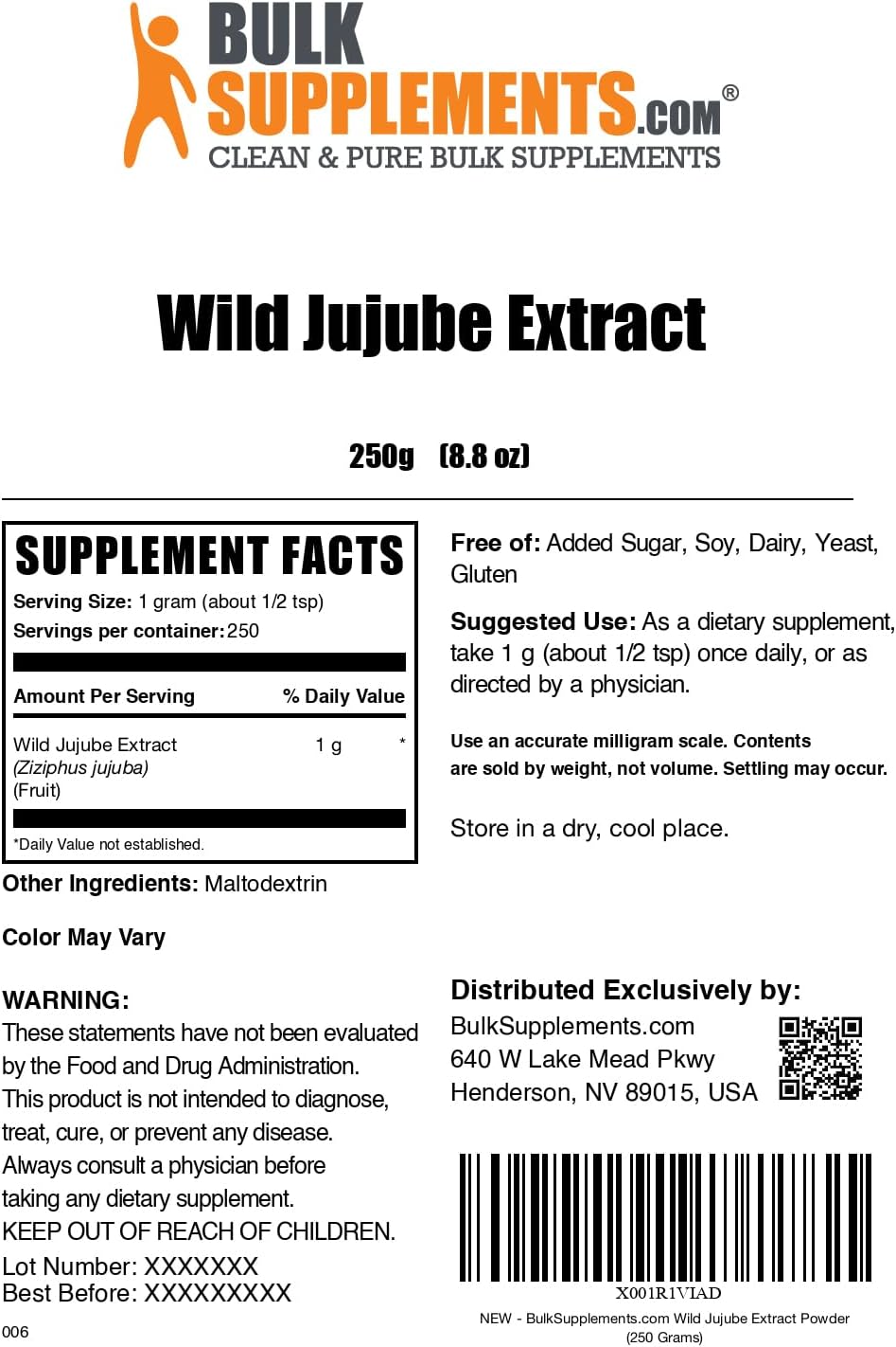 Extracto de Azufaifa Silvestre en Polvo - 250g (8.8 oz)