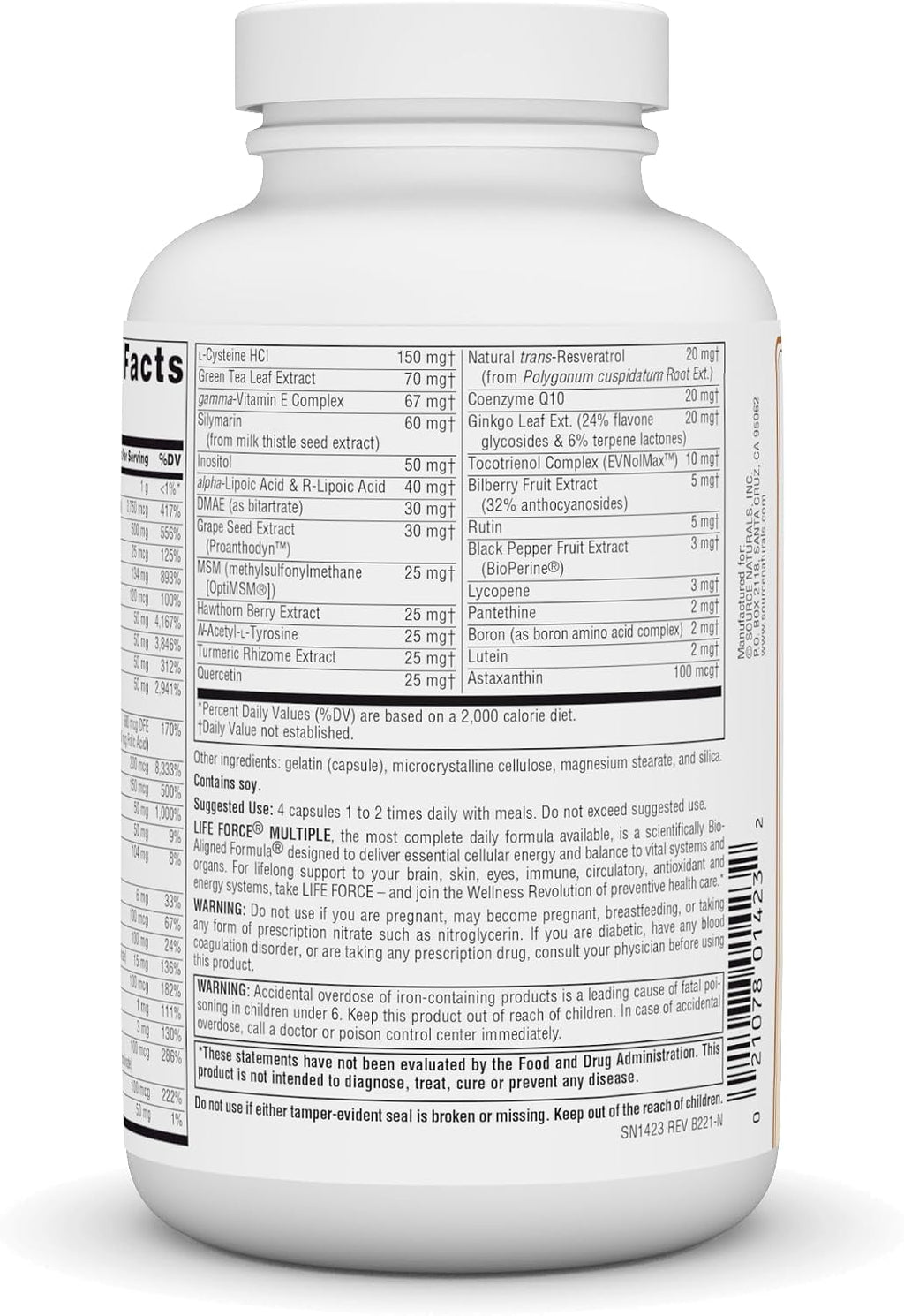 Source Naturals Life Force Multiple Energy Activator - Multivitamínico y Mineral Completo, 180 Cápsulas