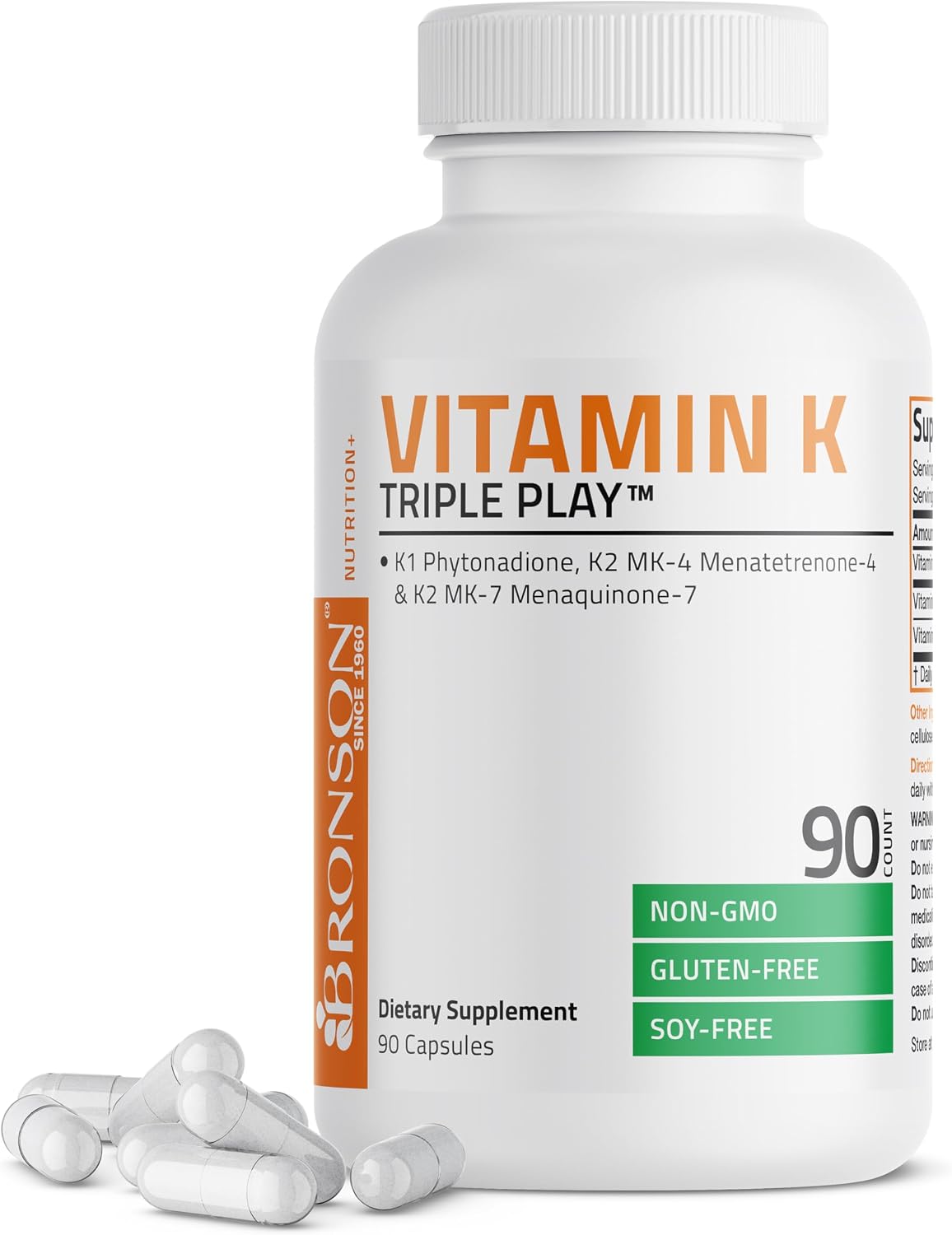 Vitamin K Triple Play: Complejo de vitamina K1, K2 MK7 y K2 MK4, 180 cápsulas