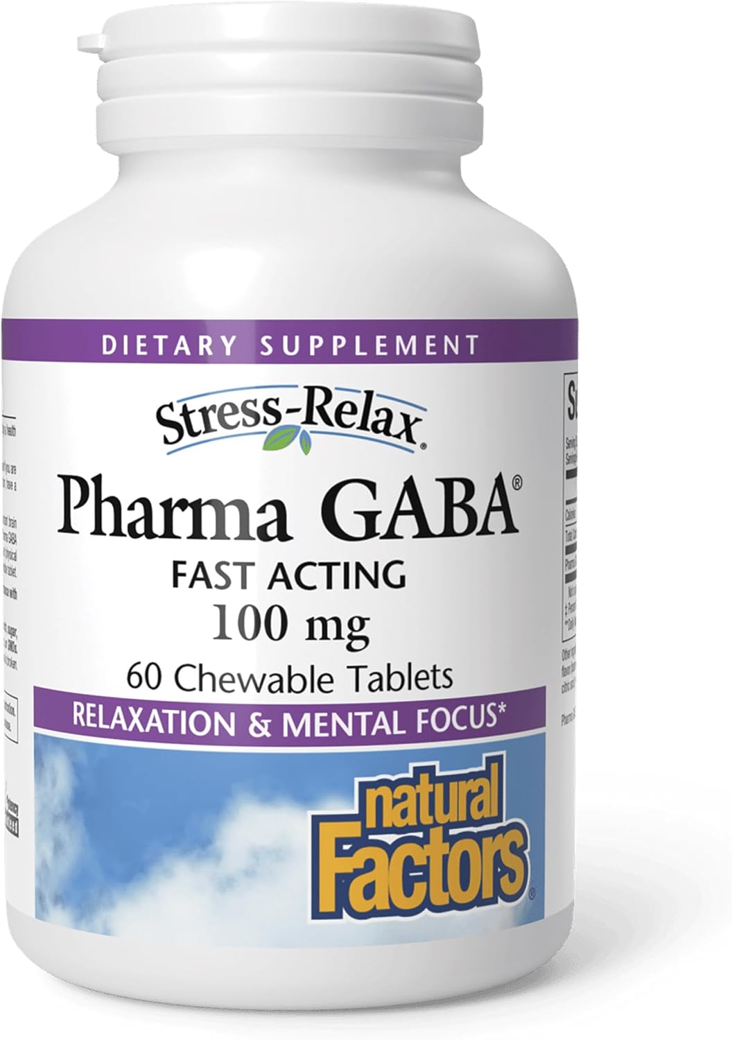 Natural Factors Pharma GABA - 60 Comprimidos Masticables (30 Dosis) - Complemento Alimenticio con GABA