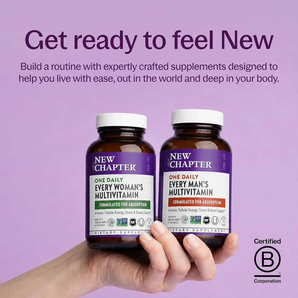 New Chapter Every Woman's One Daily Multivitamínico - Apoyo para los huesos, energía e inmunidad* - Nutrientes fermentados integrales - Sin azúcar añadido - Vegetariano y sin gluten - 48 comprimidos